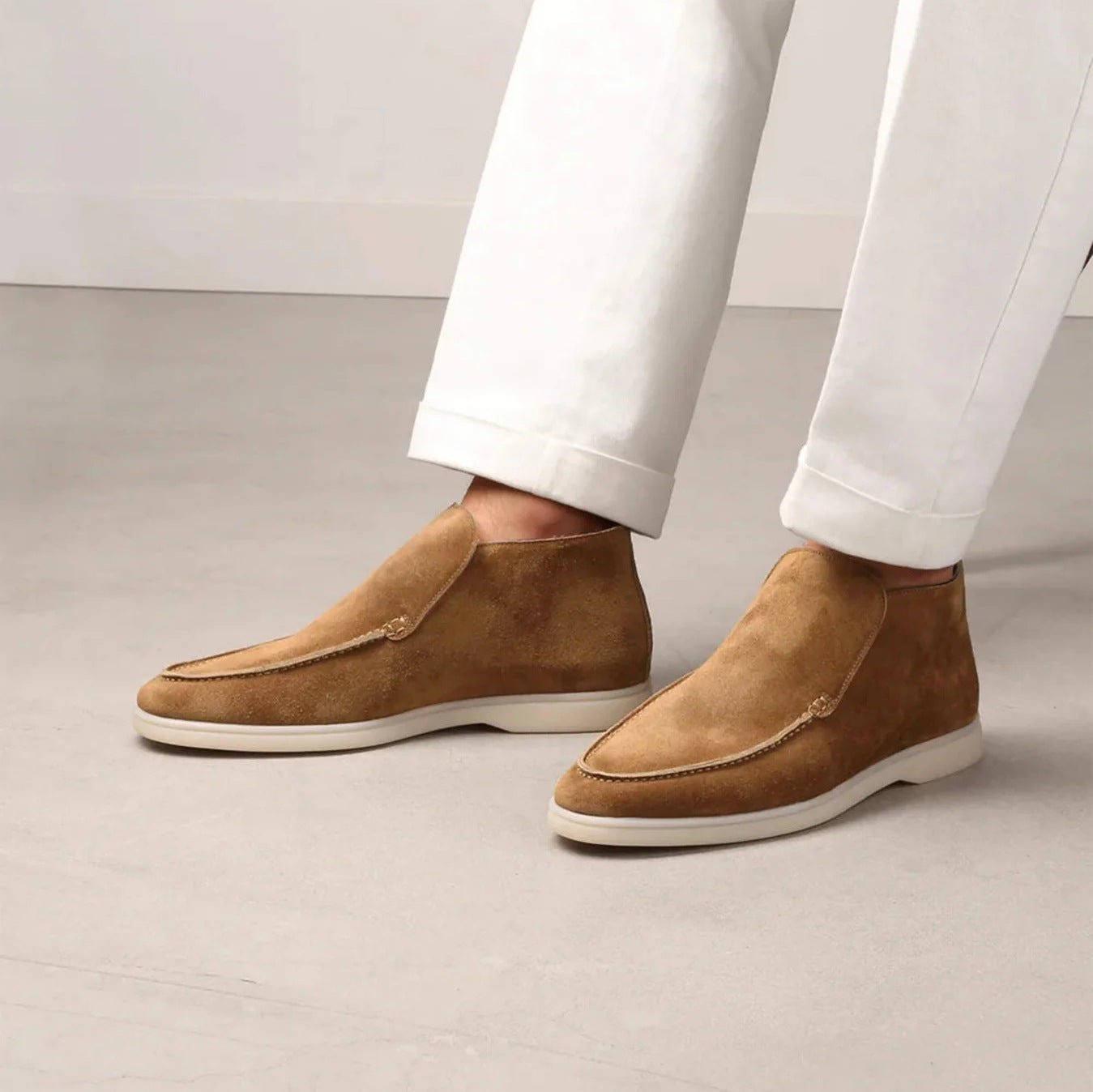 Valorique's Yellow Brown High Suede Loafer