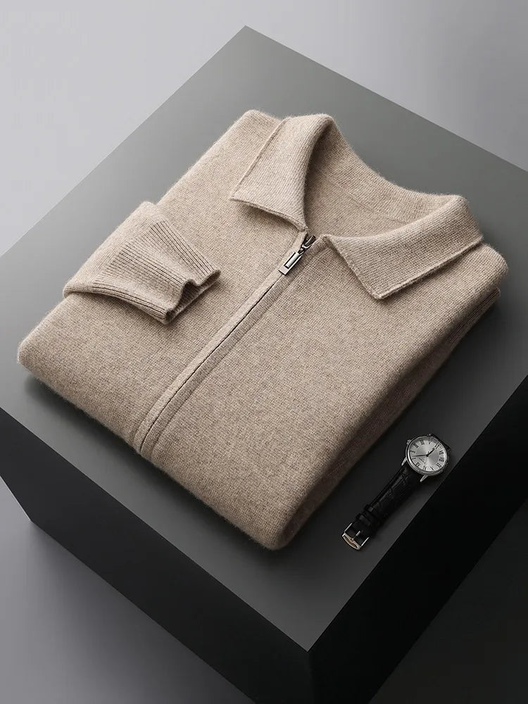 Woolen Cashmere Lapel Collar Cardigan