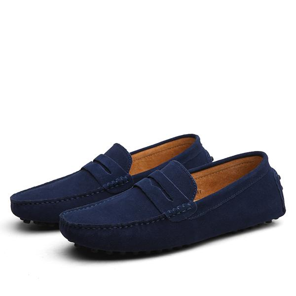 Valorique's Navy Suede Strap Loafers