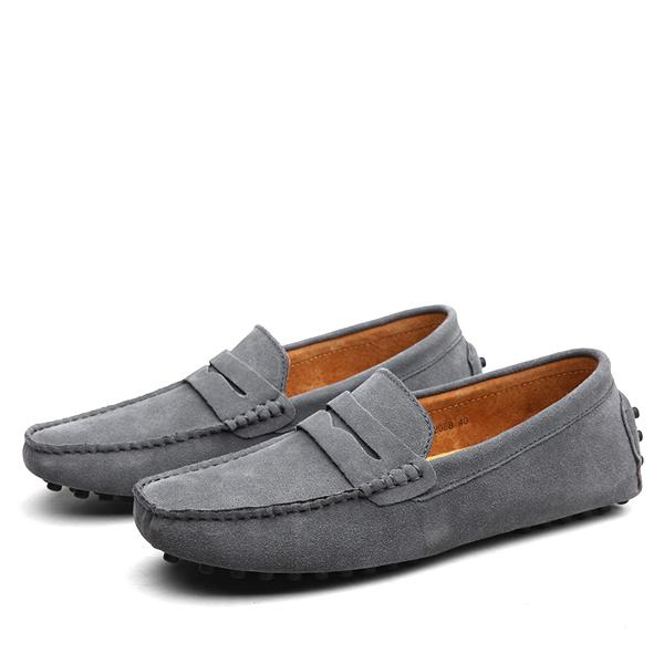 Valorique's Grey Suede Strap Loafers