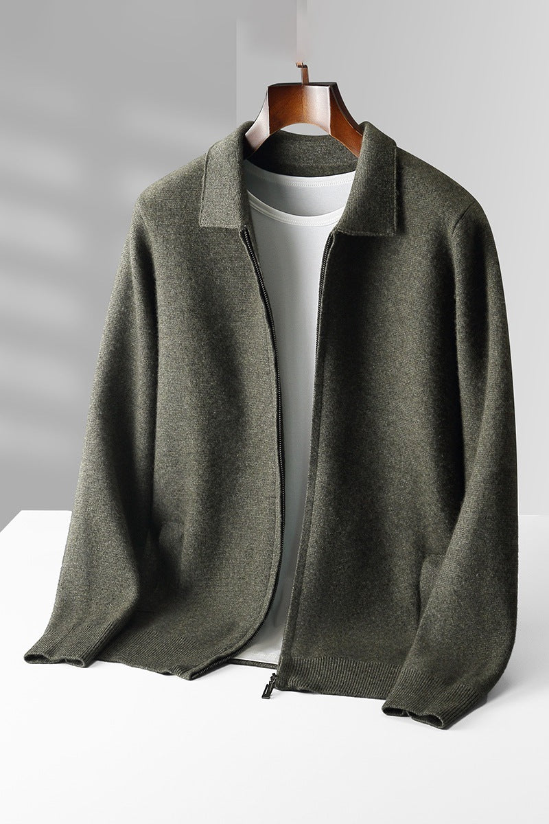 Woolen Cashmere Lapel Collar Cardigan