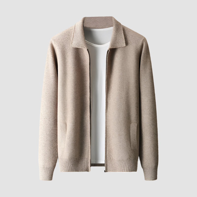 Woolen Cashmere Lapel Collar Cardigan